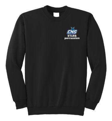 CNS Marching Band Store - stars percussion black crewneck sweatshirt